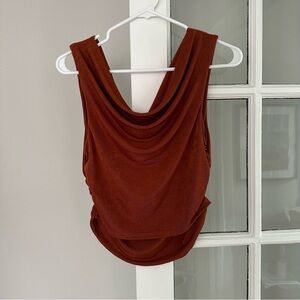 Cowl Neck Crop Top in Rust, Size Large